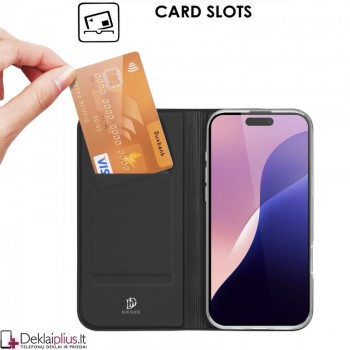 Dux Ducis Skin Pro dirbtinės odos dėklas - juodas (Apple Iphone 16 Pro Max)